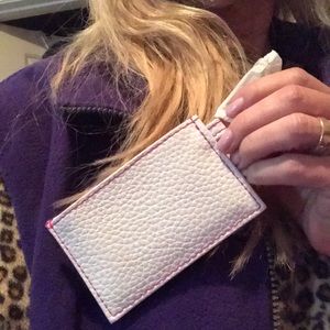 Faux leather mirror wallet off white. Convenient purse pocket size
